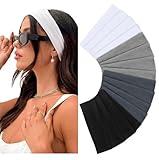 Headbands for Women 16 Pack Elastic Hair Bands for Women' Hair Non Slip Soft Cloth Fabric Headbands Women Hair Accessories, Black White Gray Women Headbands