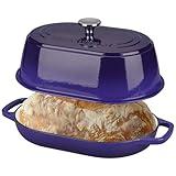 VORRINGARD Enameled Cast Iron Dutch Oven Pot with Dome Lid, Oval Bread Oven for Homemade Sourdough Bread Baking, Oven Safe up to 500°F, 6 Quart, Purple