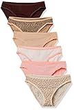 Amazon Essentials Women's Cotton Bikini Brief Underwear (Available in Plus Size), Pack of 6, Animal Print/Leopard/Multicolor/Stripe, X-Small