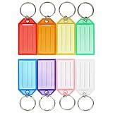 Cuttte 16 Pack Plastic Key Tags, Key Labels with Ring and Label Window, 8 Colors