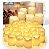 SHYMERY Flameless Votive Candles,Flameless Flickering Electric Fake Candle,24 Pack 200+Hour Battery Operated LED Tea Lights in Warm White for Wedding, Table, Halloween,Christmas Decorations 1.5"X1.7"