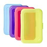 Amazon Basics Plastic Pencil Box, Pack of 4, Multi, Solid
