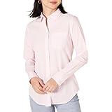 Amazon Essentials Women's Classic-Fit Long-Sleeve Button-Down Poplin Shirt, Pink Stripe, X-Large