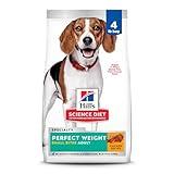 Hill's Science Diet Perfect Weight, Adult 1-6, Weight Management Support, Small Kibble, Dry Dog Food, Chicken Recipe, 4 lb Bag