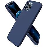 ORNARTO Compatible with iPhone 12 Case, Compatible with iPhone 12 Pro Case, Slim Liquid Silicone 3 Layers Full Covered Soft Gel Rubber Phone Case Cover 6.1 inch-Navy Blue