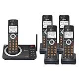 AT&T 5-Headset DECT 6.0 Cordless Home Phone with Large Display, Big Buttons, Answering Machine, Smart Call Blocker, Long Range, Caller ID, Speakerphone, Intercom: CL82518 (Charcoal Black)