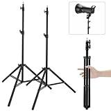 Anautin 2 Pack adjustable 7ft Aluminum Photography Light Stand, Portable Light Tripod, for Lighting Stand Speedlight, Flash, Softbox,Strobe Light, Camera, Photographic Portrait