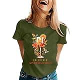 Limoncello T-Shirt, Culinary Gift, Summer Party Travel Attire Italy Style Shirt, Weekend Casual Loose Vacation Blouses Army Green