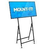 Mount-It! Portable TV Display Stand [Fits 33" - 55"] Flat Screen Mount, Adjustable, Foldable, Digital Signage Floor Stand, VESA Bracket Mounted for Monitors (Matte Black)