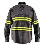 Premium High Visibility Hi Vis Reflective Safety Work Shirts - Long Sleeve (Small, Dark Grey)