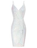 Women's Club Night Out Dresses Sexy Sequin Dresses Wedding Guest Dress White+Rainbow XL