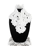 One Day Ship Beautiful White Queen Anne's Lace Handmade Crochet Button Neck Warmer Scarf Cowl