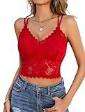 Avidlove Women's Lingerie Camisoles & Tanks Racerback Bralette Longline Lace Crop Tops Going Out Summer (Red,L)