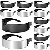 12 Pairs 80s Futuristic Cyber Visor Sunglasses Futuristic Shield Sunglasses Glasses Accessories for Costume Cosplay