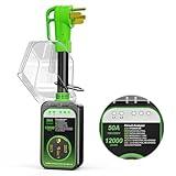 Vehiker RV Surge Protector 50 Amp Waterproof, Upgraded 12000 J RV Power Surge Protector, Adapter Plug for RV Camper, Circuit Analyzer for Travel Trailers with Full Electrical Protection(Green)