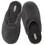 Snug Leaves Women's Fuzzy Scuff Slippers Soft Comfy Memory Foam Non-slip Indoor House Shoes (Dark Grey, Size 7-8)