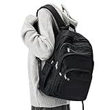 Black College Backpack For Women Men,Lightweight High SchoolBag,School Backpack With Lots Of Pockets,Cute Bookbag For Teens Boys Girls,Casual Daypack Backpack For School