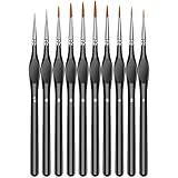 10Pcs Micro Paint Brushes Set with Triangular Handles - For Acrylic, Watercolor, Crafts, Models