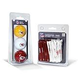 Team Golf NFL Kansas City Chiefs 3 Golf Balls And 50 Golf Tees Logo Imprinted Golf Balls (3 Count) & 2-3/4" Regulation Golf Tees (50 Count), Multi Colored