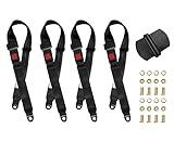 Bravokit Universal Seat Belt 2 Point Adjustable Belts Harness Kit for Go Kart, Club Golf Cart in Black (54-Inch with Installation Screws) (Set of 4)