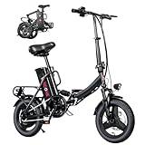 Windone S14 Electric Bike for Adults, Dual Shock Absorbers Ebike, Max 19MPH Speed & 28 Miles Range (PAS), 500W Peak Motor and Lightweight & Portable, 14" Foldable E Bike for Adults and Teens