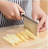 Stainless Steel Wavy French Fry Cutters, Crinkle Chopper For Veggies, Crinkle Cutter, Silver Wavy Potato Carrot Cut Knife, Wavy Cheese Cutter Seasoning and Spice Choppers