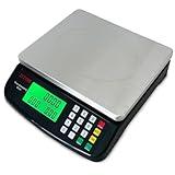 Large Digital Kitchen Scale 40kg/88lb Stainless Steel Price Computing Scale Counting Scale Deli Scale with LCD Display for Baking Bread Cooking Meat Prep Parts and Coins Adapter Included (Black)