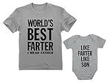 Tstars Like Farter Like Son Dad and Baby Matching Shirts Gifts for New Dads Fathers Day Dad Shirt & Infant Baby Bodysuit Dad Gray Medium/Son Gray Newborn (0-3M)