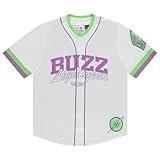 Disney Toy Story Men's Baseball Jersey - Mens Classic Buzz Lightyear Mesh Button Down Baseball Jersey Toy Story Fashion Shirt (White Buzz, Large)