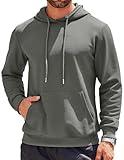 COOFANDY Mens Lightweight Hoodies Workout Sweatshirt Athletic Hoodies Pullover Dark Grey