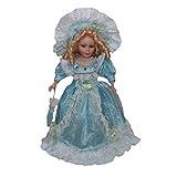 Luzhengyang Elegant Porcelain Doll in Blue Dress with Umbrella | Victorian Display Figure for Collectibles and Home Decor for Kids and Adults