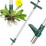 Walensee Weed Puller, Stand Up Weeder Hand Tool, Long Handle Garden Weeding Tool with 3 Claws, Hand Weed Hound Weed Puller for Dandelion, Standup Weed Root Pulling Tool and Picker, Grabber (1 Pack)