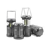 Lichamp LED Camping Lantern, 4 Pack Battery Powered Flashlight for Power Outages, Portable Collapsible Hanging Light Essential for Home, Outdoor, Emergency Lamp Survival Kit Gear for Hurricane, Gray