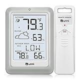 Indoor Outdoor Thermometer Hygrometer Wireless Weather Station, Temperature Humidity Monitor Battery Powered Inside Outside Thermometers with 330ft Range Remote Sensor and Backlight Display