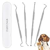 PARYUNGR Dental Tools Pet Dog Teeth Cleaner Tool Kit, Stainless Steel Plaque Remover Dental Picks Tooth Tartar Scraper, Pets Oral Care Hygiene Set for Cats and Dogs Use with Case