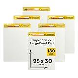 Post-it Super Sticky Easel Pad, 25 x 30 Inches, 30 Sheets/Pad, 6 Pads, Large White Premium Self Stick Flip Chart Paper, Super Sticking Power (559VAD6PK)