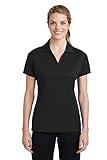 SPORT-TEK Women's XL Breathable Black Polo Shirt - Regular Fit, Collared Neck, Polyester Mesh