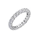 Amazon Essentials Platinum-Plated Sterling Silver All-Around Band Ring set with Round Infinite Elements Cubic Zirconia (3 cttw), Size 6 (previously Amazon Collection)