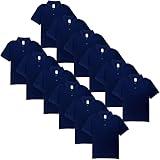 Activa Apparel Kids Youth Short Sleeve Polo Golf Shirt Back to School Uniform Boys and Girls Medium Navy (Pack of 12)