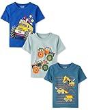 The Children's Place,Baby Boys,and Toddler Vehicle Short Sleeve Graphic T-Shirts,multipacks,Truck/Construction/School Bus 3-Pack,4 Years