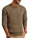 PJ PAUL JONES Mens Pullover Sweater Crewneck Knit Tops Basic Stylish Casual Fall Pullover Sweater for Mens Sweatshirt Wool Sweater Men Camel XL