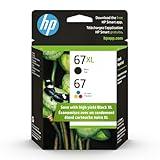 HP Original 67 Tri-Color / 67XL Black Ink Cartridges (2-Pack) | Works DeskJet 1255, 2700, 4100 Series Envy 6000, 6400 Series | Eligible for Instant Ink | 3YP30AN