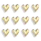 Janvelle 12PCS Refrigerator Magnets Gold Magnets for Fridge 0.83in Small Love Heart Cute Decorative Magnet Set for Home Kitchen Office Whiteboard Decor