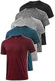 Xelky 4-5 Pack Men's Dry Fit T Shirt Moisture Wicking Athletic Tees Exercise Fitness Activewear Short Sleeves Gym Workout Tops Black/Darkgray/LightGray/WineRed/Navy XXL