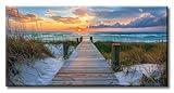 BLINFEIRU Coastal Beach Canvas Wall Art - Beach Path Pictures Wall Decor Large Ocean Seascape Art Prints Sunset Nature Landscape Paintings for Living Room Bedroom Decorations Framed Artwork 20"x40"