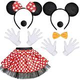 Humairc Mouse Costume, Mouse Tutu Skirt Headband with Mouse Ears Gloves Nose Bow Tie Bow Carnival Costume for Women Men, Halloween Theme Party Cosplay Carnival, QDUS006-2