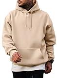 JMIERR Mens Cotton Fashion Hoodies & Sweatshirts Drawstring Long Sleeve Front Collar Hooded Pullovers with Pockets for Men Loose Fit Casua Fall Winter Shirt Tops Sweater, US46(XL), Khaki