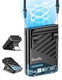 Grelife 2025 AI Portable Waist Fan Rechargeable with LED Display & 40H Runtime,5 Speed 10000RPM Cooling Personal Clip Fan,33ft/s Wind Speed Neck fan for Outdoor Work,Camping,Farm,Jobsite(Black)