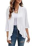 Yekaty Plus Size White Cardigan for Women Short Sleeves Loose Summer Lightweight Cardigans