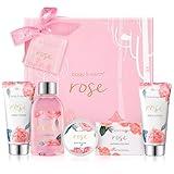 Bath and Body Gift Set for Women, Body & Earth 5 Pcs Rose Spa Set Gifts for Women, Self Care Kit, Lotion Sets for Women,Christmas Gifts for Women